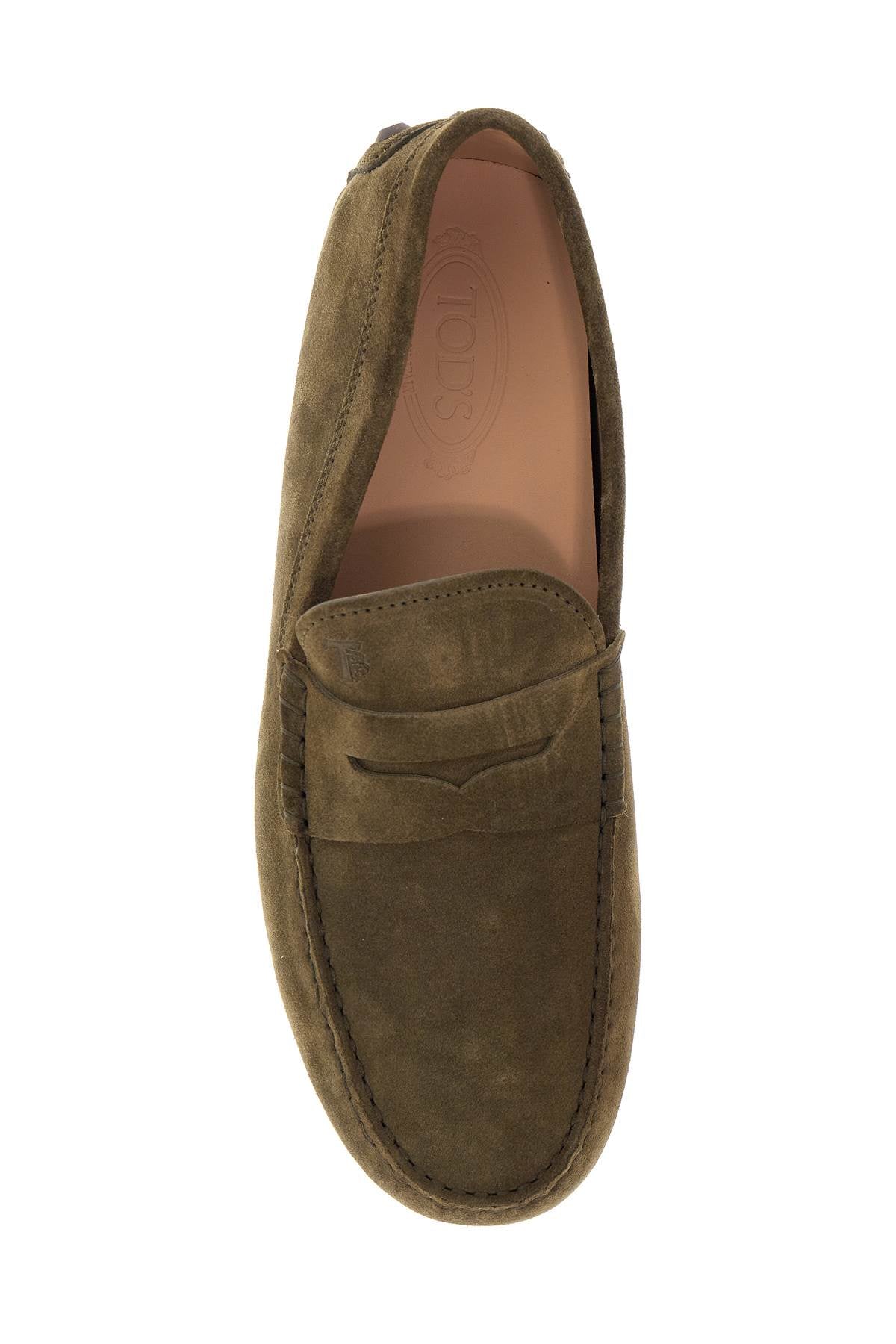 Tod'S olive green suede loafers with rubber sole image 1