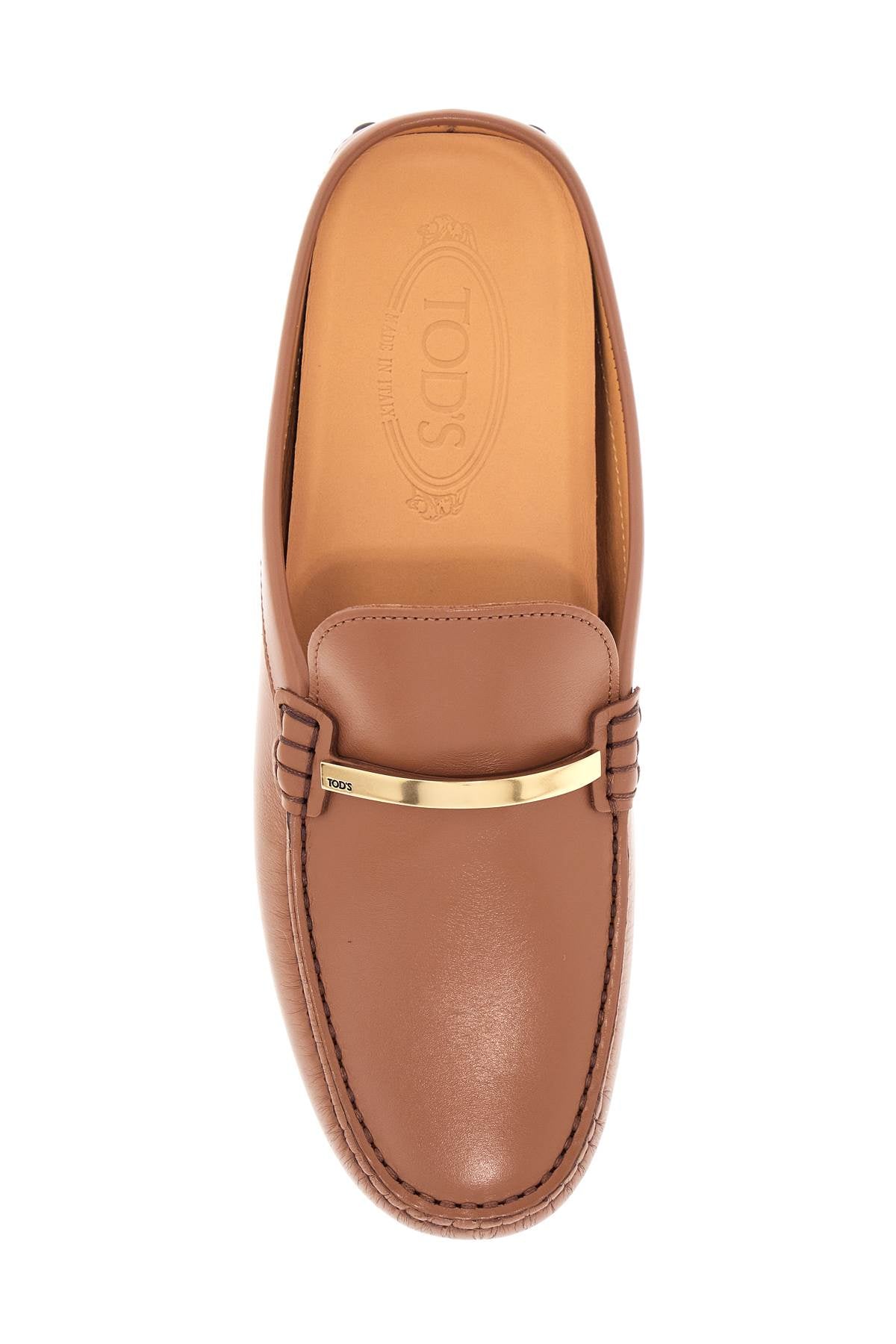 Tod'S dark brown calfskin slip-on with metal detail image 1